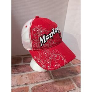 Montoya #2 Adjustable Strap Back Hat Cap Team Penske Racing Red White Bling